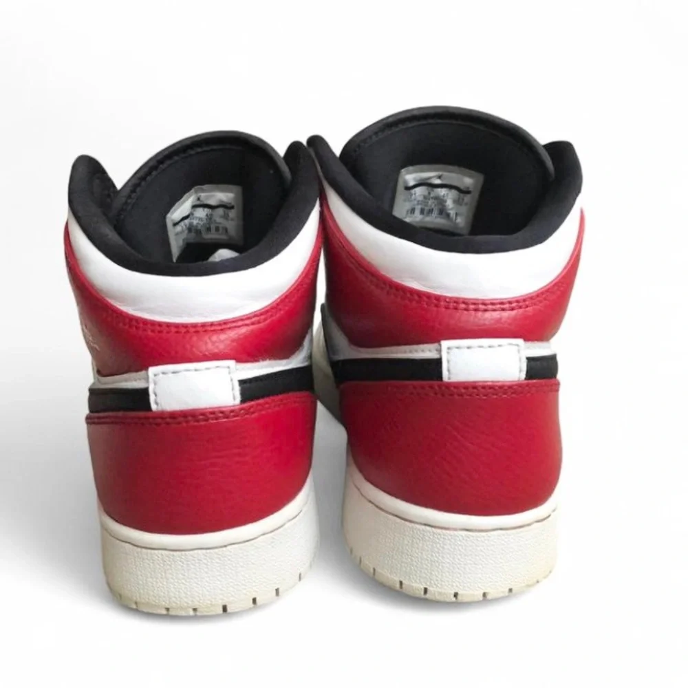 Size 7Y- Jordan 1 Mid White Chicago 2019 White Black Gym Red